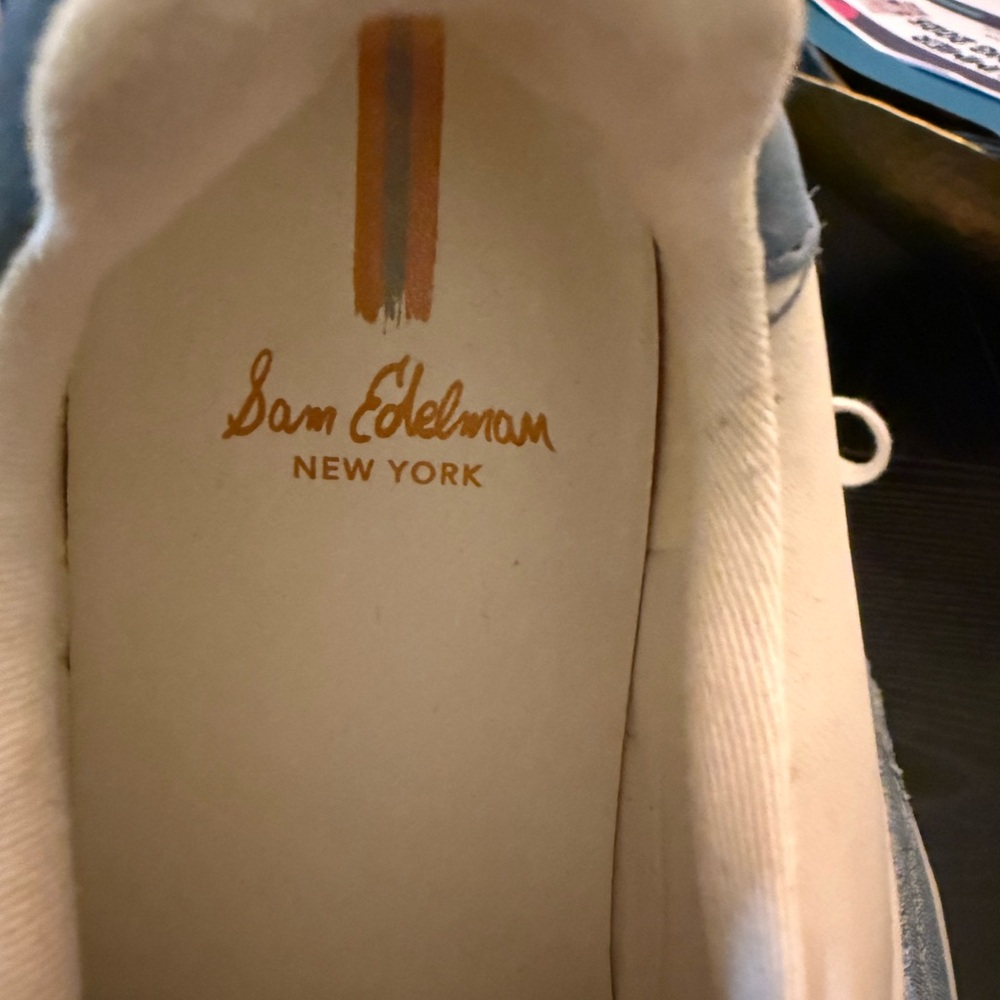Sam Edelman Denim Blue and White Sneakers - Picture 5 of 6